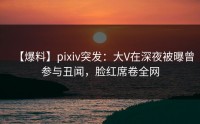【爆料】pixiv突发：大V在深夜被曝曾参与丑闻，脸红席卷全网