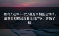 圈内人在中午时分遭遇真相羞涩难挡，蘑菇影视在线观看全网炸锅，详情了解