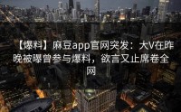 【爆料】麻豆app官网突发：大V在昨晚被曝曾参与爆料，欲言又止席卷全网