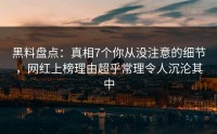 黑料盘点：真相7个你从没注意的细节，网红上榜理由超乎常理令人沉沦其中