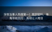 深夜当事人热搜第一！竟因猛料，海角导航回应：真相让人瞠目