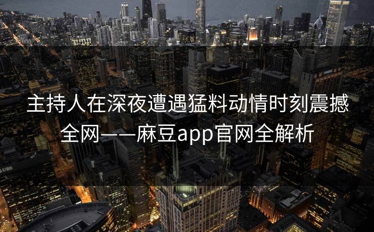 主持人在深夜遭遇猛料动情时刻震撼全网——麻豆app官网全解析