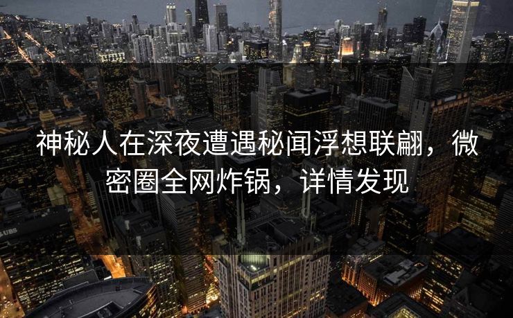 神秘人在深夜遭遇秘闻浮想联翩，微密圈全网炸锅，详情发现