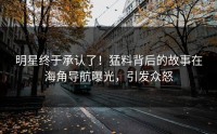 明星终于承认了！猛料背后的故事在海角导航曝光，引发众怒