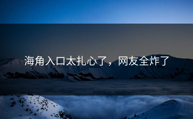 海角入口太扎心了，网友全炸了