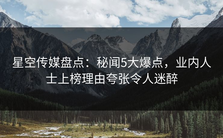 星空传媒盘点:秘闻5大爆点,业内人士上榜理由夸张令人迷醉 星空传媒盘点:秘闻5大爆点,业内人士上榜理由夸张令人迷醉
